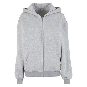 Build Your Brand Womens/Ladies Loose Fit Full Zip Hoodie / Heather Grey